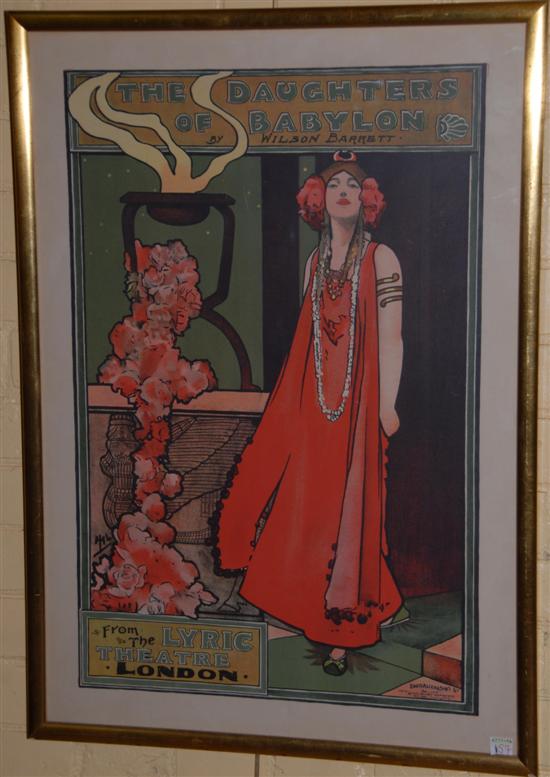 Appraisal: DAVID ALLEN SONS THEATER POSTER The Daughters of Babylon for