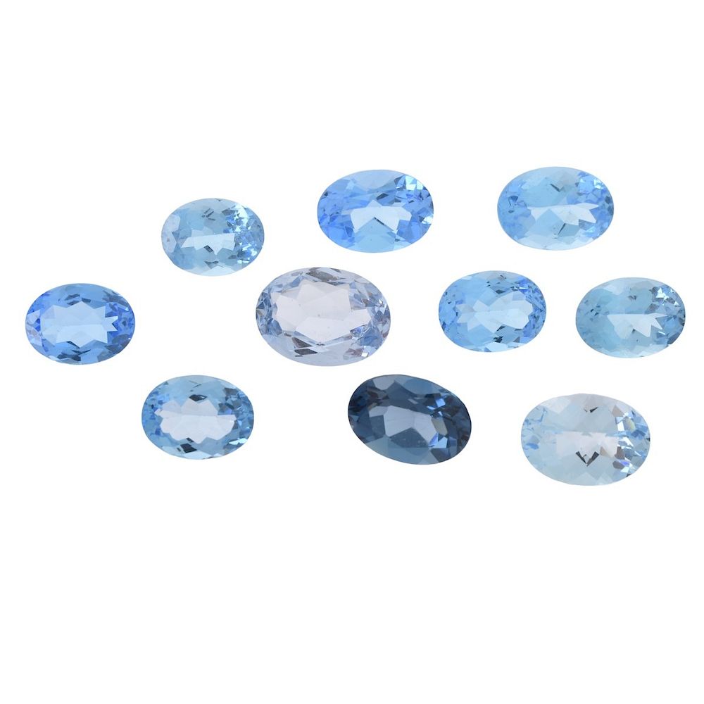 Appraisal: Ten London Blue Opal Stones Approx Carats of Oval Brilliant