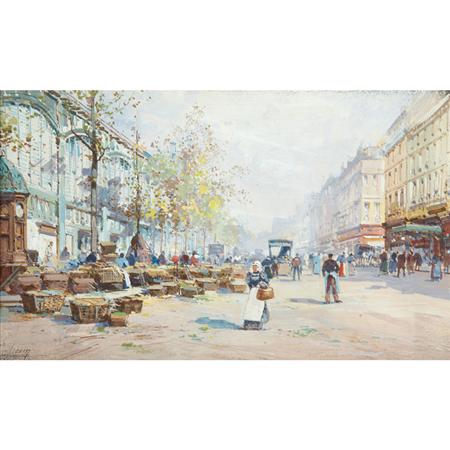 Appraisal: Eugene Galien-Laloue French - The Marketplace Les Halles Estimate -