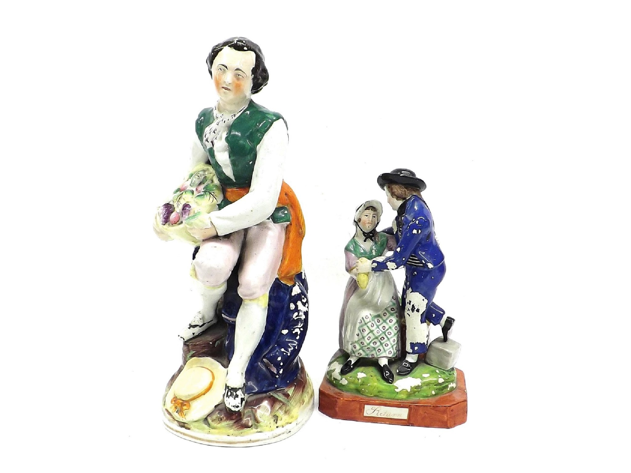 Appraisal: th century Staffordshire figure of a fruit picker set upon