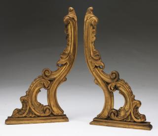 Appraisal: th c Rococo style gilt wood brackets h Pair of