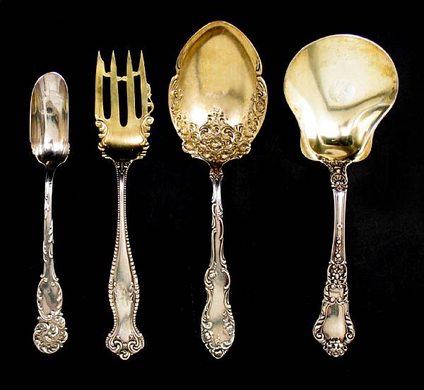 Appraisal: A group of sterling serving pieces Comprising Old Baronial berry