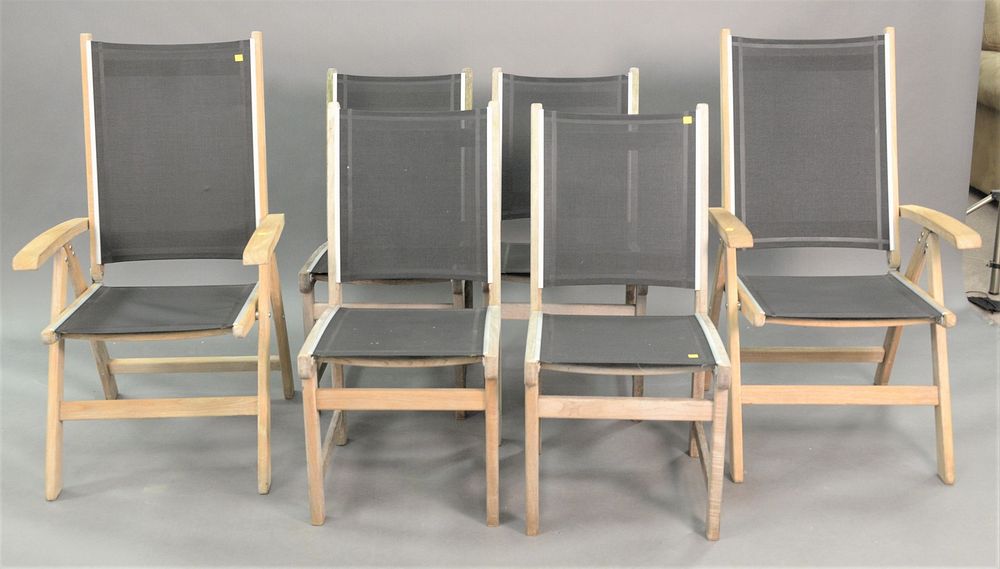 Appraisal: Six Kingsley Bate Teak Chairs with mesh seats and backs