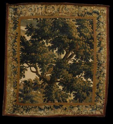 Appraisal: FLEMISH VERDURE TAPESTRY FRAGMENT Worked with a bird perched on