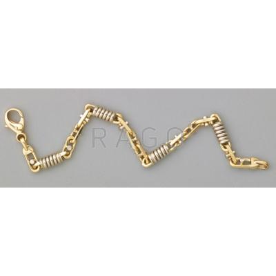 Appraisal: ITALIAN BICOLOR K GOLD CHAIN BRACELET Solid yellow gold ship