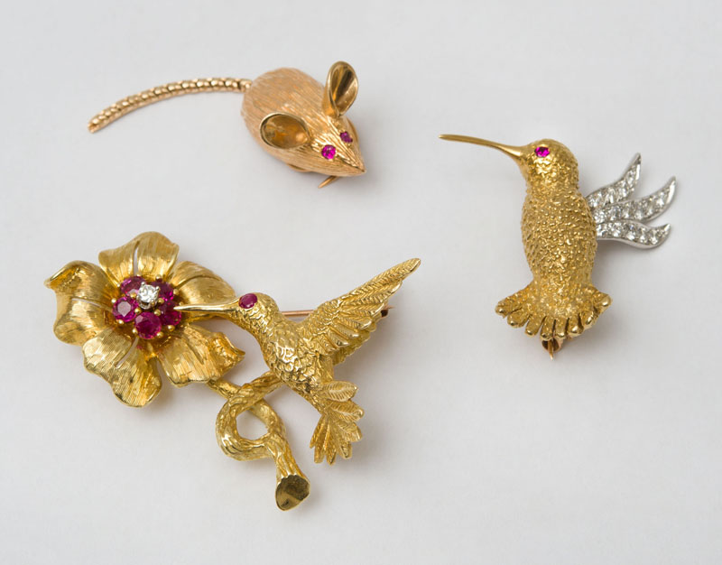 Appraisal: VAN CLEEF ARPELS K GOLD PLATINUM DIAMOND AND RUBY HUMMINGBIRD