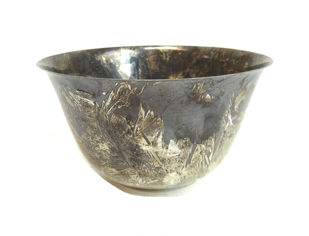 Appraisal: A Sterling silver bowl of plain circular form detailed Hand