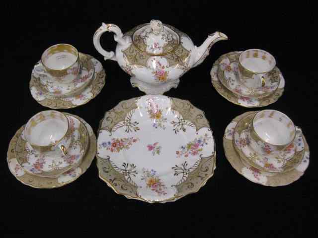 Appraisal: English Porcelain Dessert Set includes teapot pair of cake plates