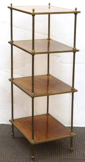 Appraisal: Mahogany Bronze Having four mahogany shelves supported by etched bronze