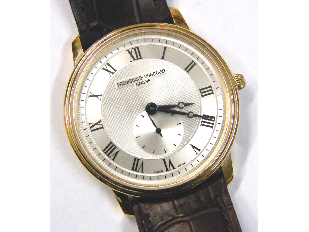 Appraisal: Frederique Constant Geneva gold plated gentleman's dress wristwatch the silvered