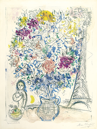 Appraisal: MARC CHAGALL Bouquet la Tour Eiffel Color lithograph x mm