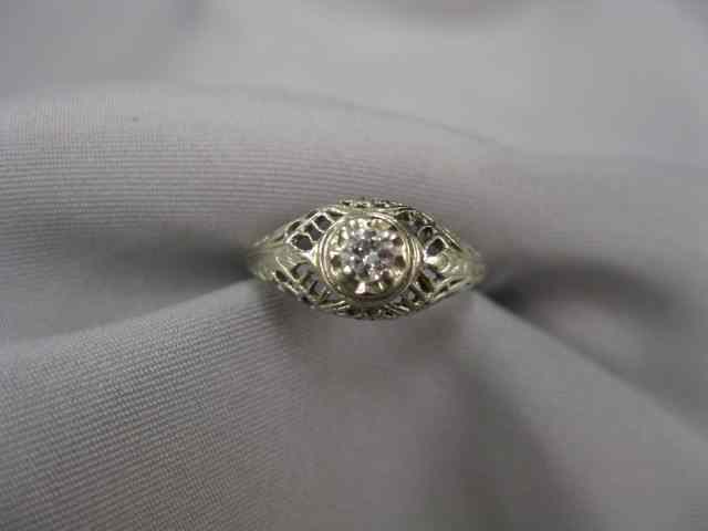 Appraisal: Diamond Filigree Ring small diamond in k white gold antique