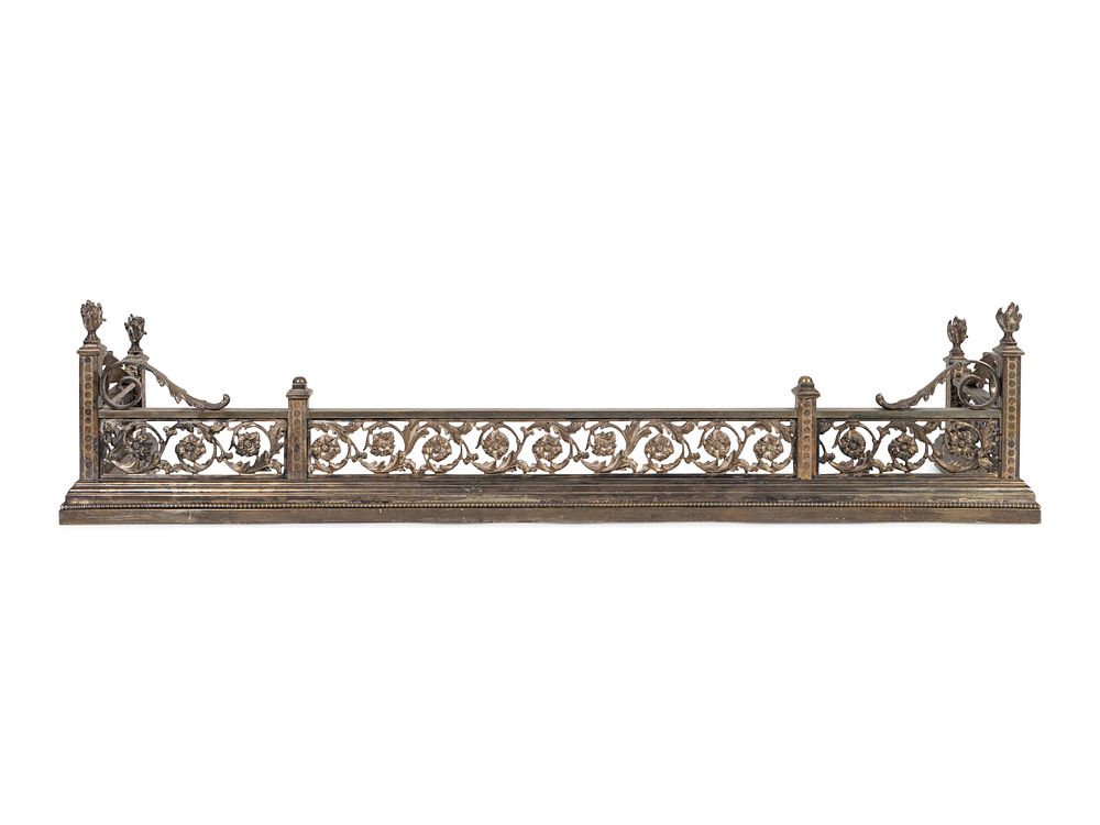 Appraisal: A Louis XVI Style Silvered Bronze Fire Fender Length inches