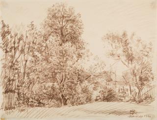 Appraisal: ALEXANDER TYSHLER RUSSIAN - Summer in the Village sepia on