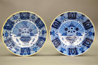 Appraisal: Two th c Delft Chargers Two th Century Dutch Delft