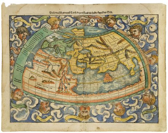 Appraisal: MAP MUENSTER Sebastian - Ptolemaish General Tafel begreiffend die halbe