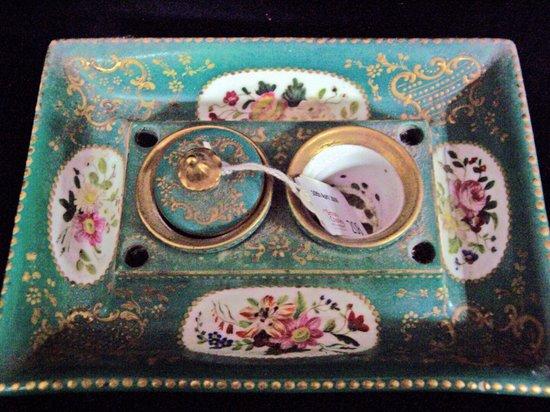 Appraisal: A th Century French porcelain inkstand and pen tray painted