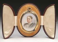 Appraisal: MINIATURE ON IVORY PORTRAIT OF MARY J MOORE The unsigned