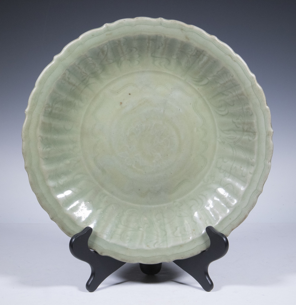 Appraisal: CHINESE CELADON LOW BOWL Yuan Style Longquan Celadon Glazed Bowl