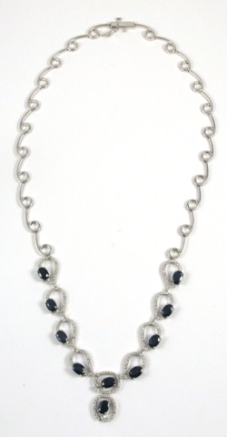 Appraisal: SAPPHIRE AND DIAMOND NECKLACE k white gold set with ten