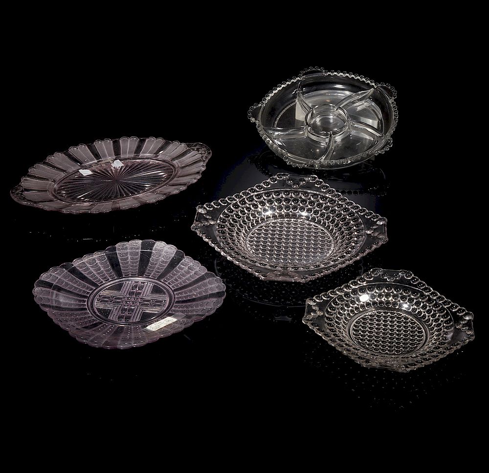 Appraisal: Five Pressed Glass Serving Pieces Five assorted pressed glass serving