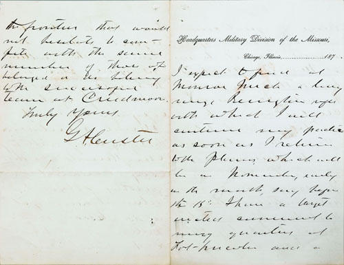 Appraisal: Important George Armstrong Custer handwritten and signed letter dated October