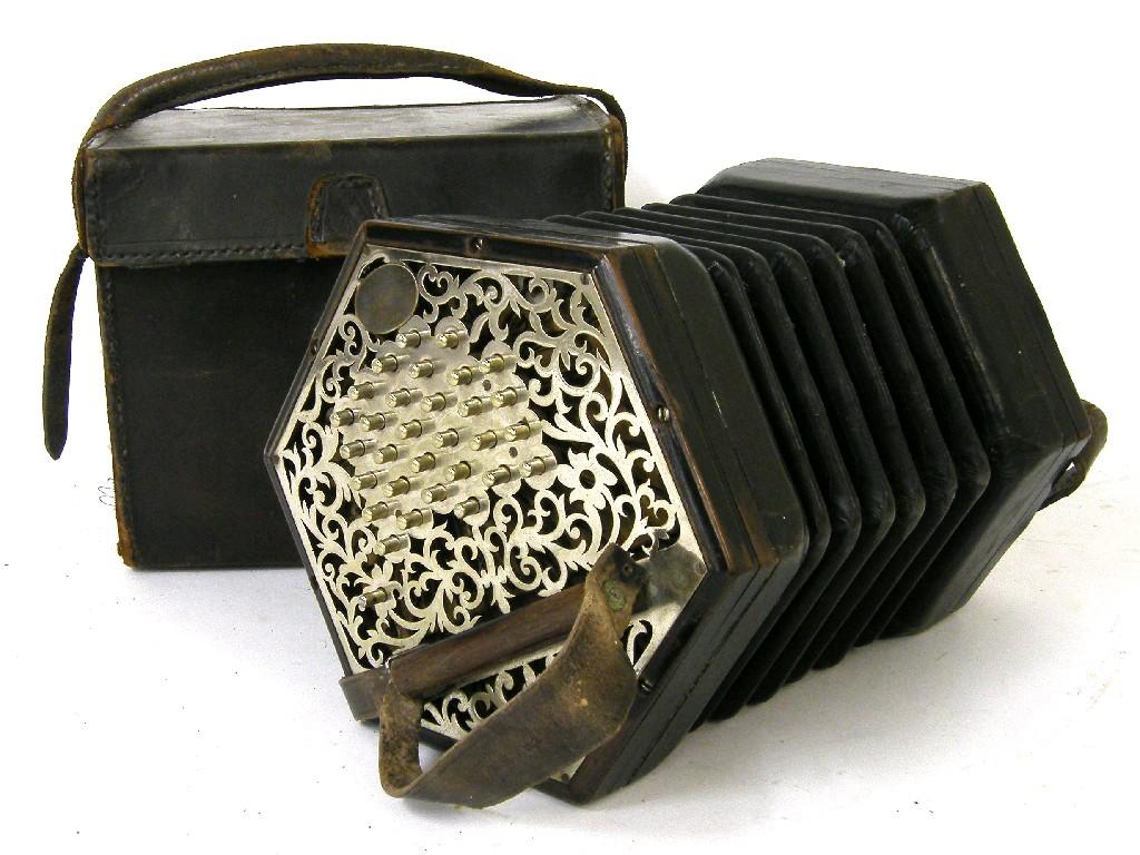 Appraisal: Lachenal Co McCann duet concertina the fifty six buttons on