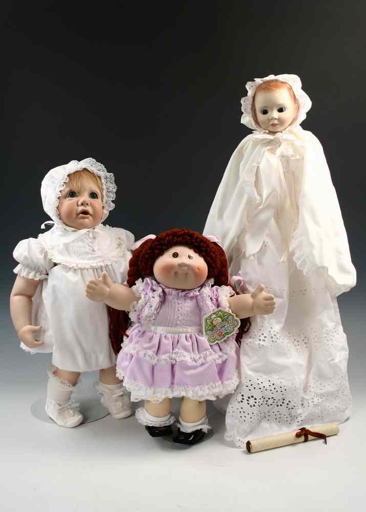 Appraisal: DOLL LOT - Three piece doll lot - Porcelain baby