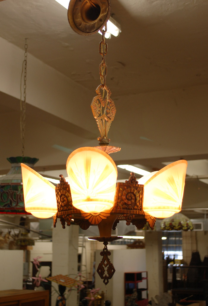 Appraisal: ART DECO LIGHT FIXTURE Beardslee Chandelier Manufacturing Co Chicago c