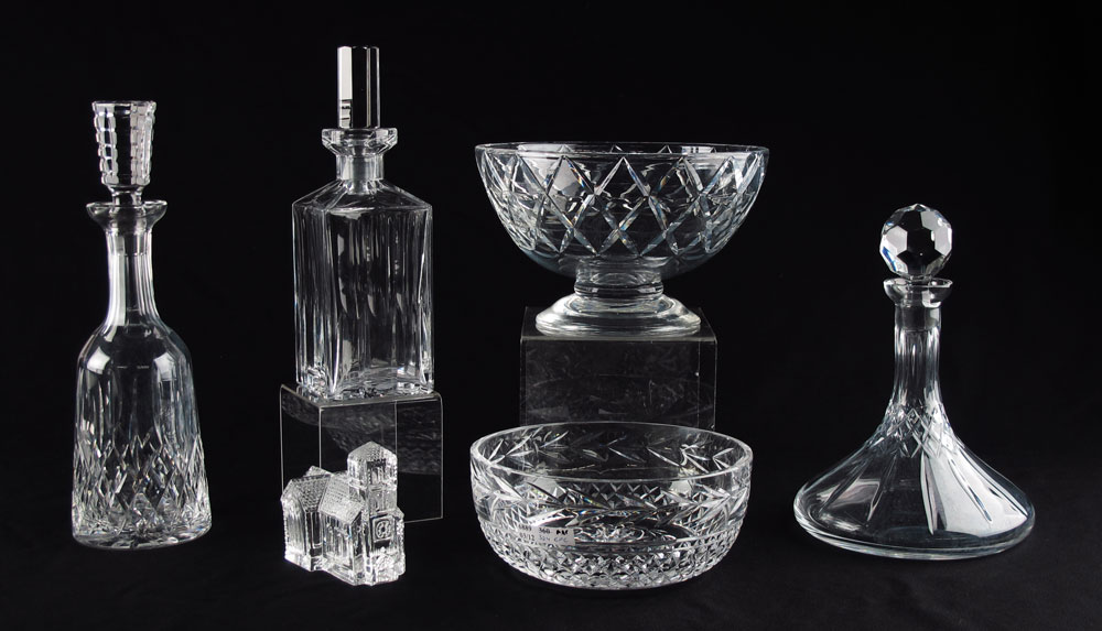 Appraisal: PIECE QUALITY CUT GLASS COLLECTION To include Waterford tall decanter