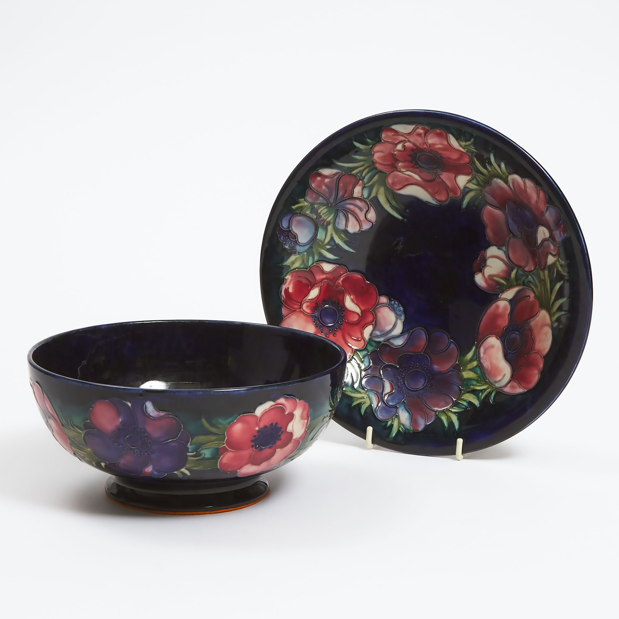 Appraisal: Moorcroft Anemone Bowl and Plate mid- th century diameter in