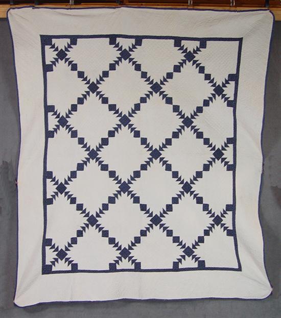 Appraisal: Flying Geese Quilt Late th Century Blue and white flying