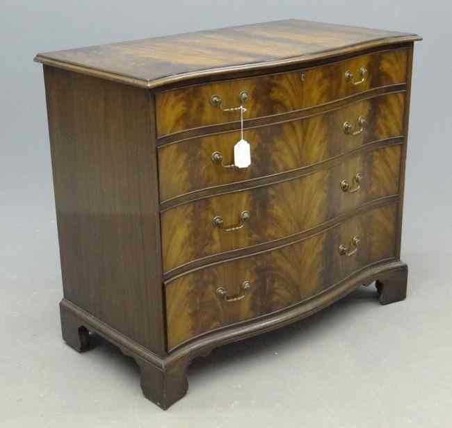 Appraisal: Custom mahogany Chippendale style chest drawers '' W '' D