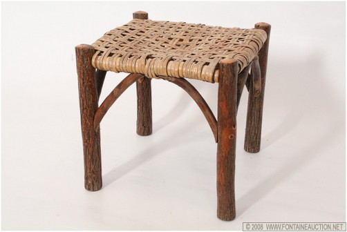 Appraisal: EARLY HICKORY CRICKET STOOL W x H x D