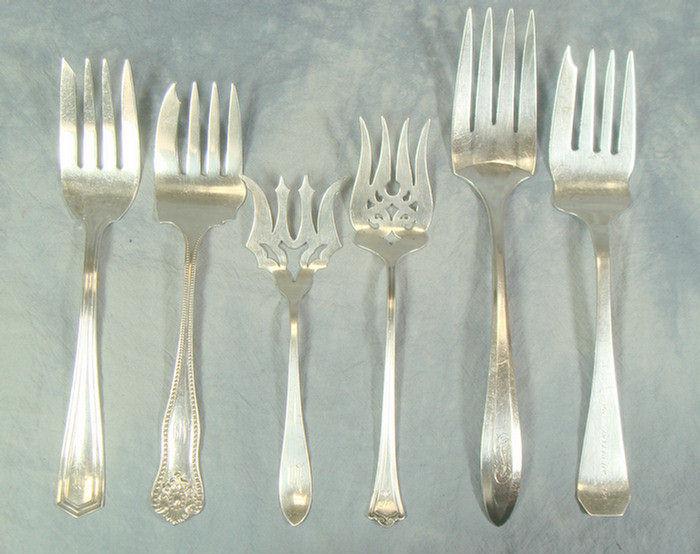 Appraisal: sterling silver serving forks various makers patterns longest TO Estimate