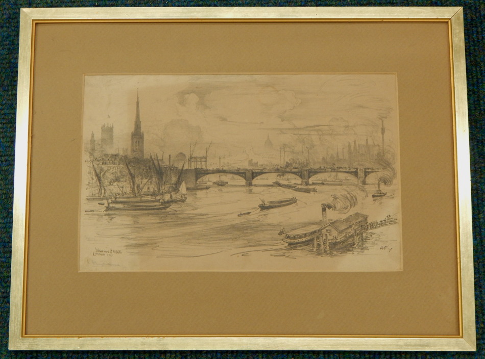 Appraisal: After A Henry Fullwood Vauxhall Bridge artist signed etching cm