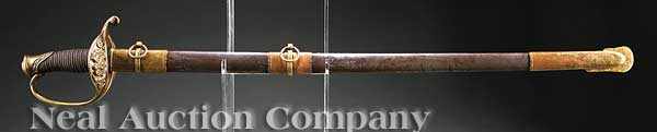 Appraisal: A Confederate Staff Officer's Sword marked Dufilho N O on