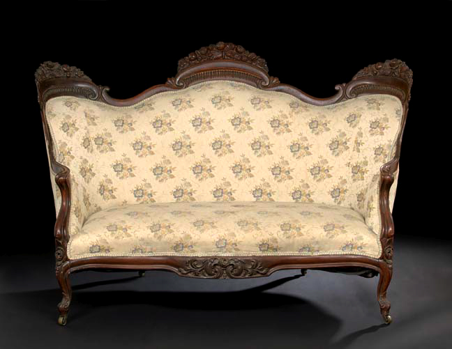 Appraisal: American Rococo Revival Laminated Rosewood Settee mid- th century attributed