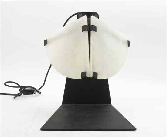 Appraisal: A French Art Deco Style Alabaster and Steel Table Lamp