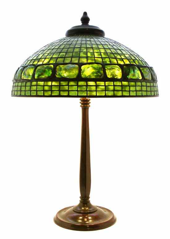 Appraisal: A Tiffany Studios Favrile Glass Turtleback Tile Table Lamp the