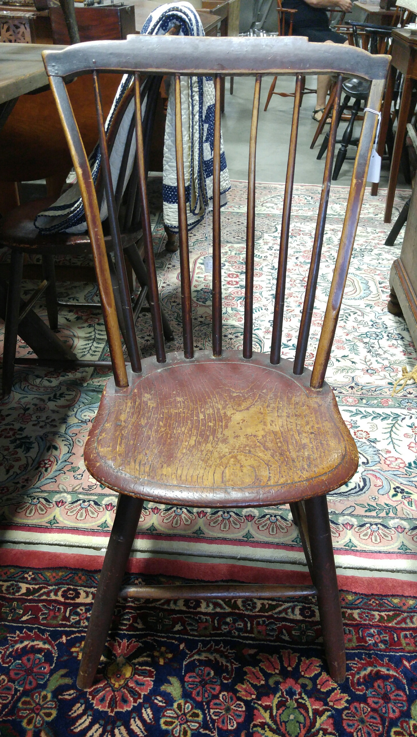 Appraisal: FIVE PAINTED STEP-DOWN WINDSOR CHAIRS American st quarter- th century