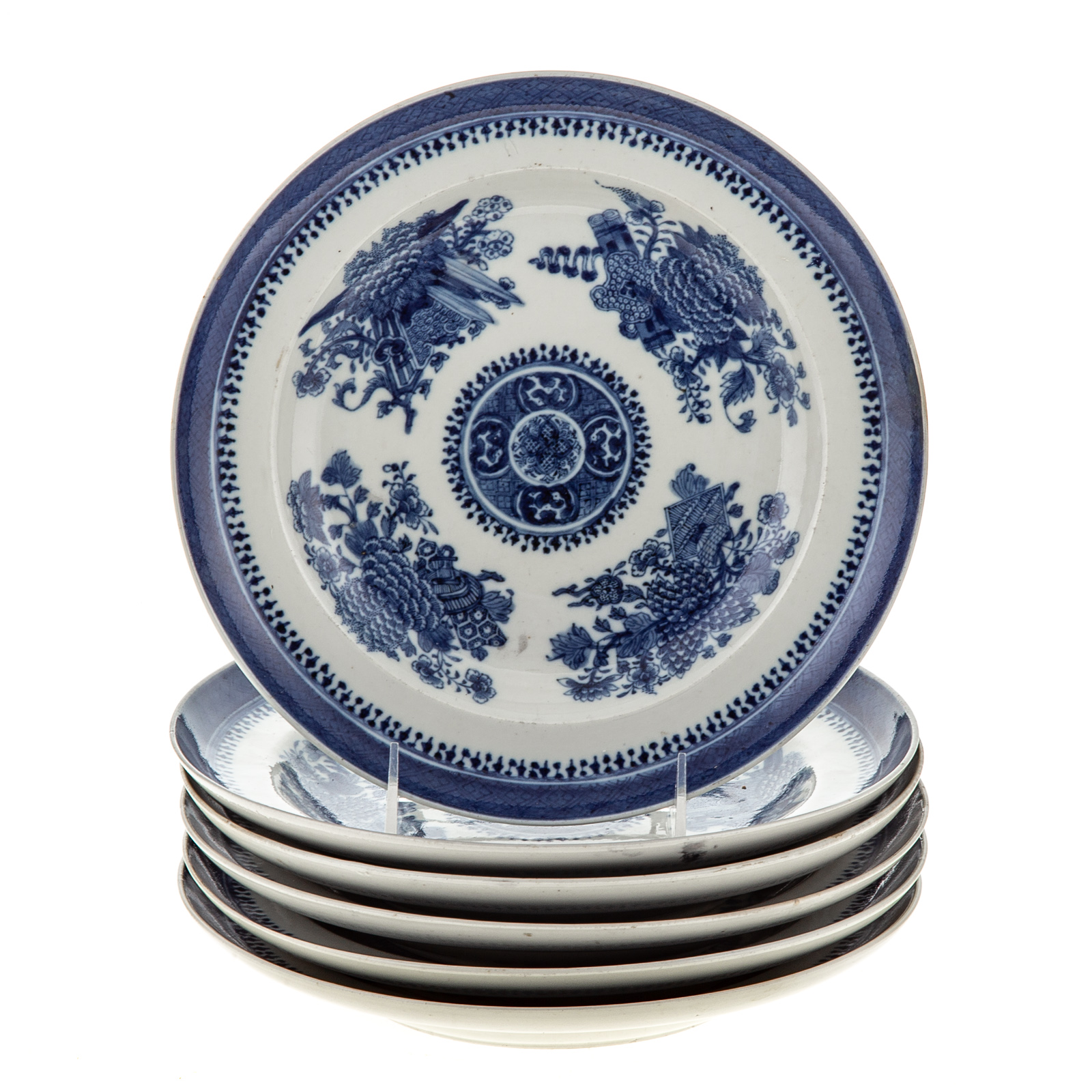 Appraisal: SIX CHINESE EXPORT BLUE FITZHUGH SOUP PLATES Circa - in