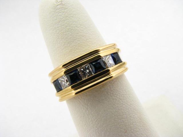 Appraisal: Lady's k YG Princess Cut Diamond Sapphire Ring