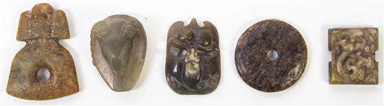 Appraisal: Sale Lot A Group of Five Carved Jade and Hardstone