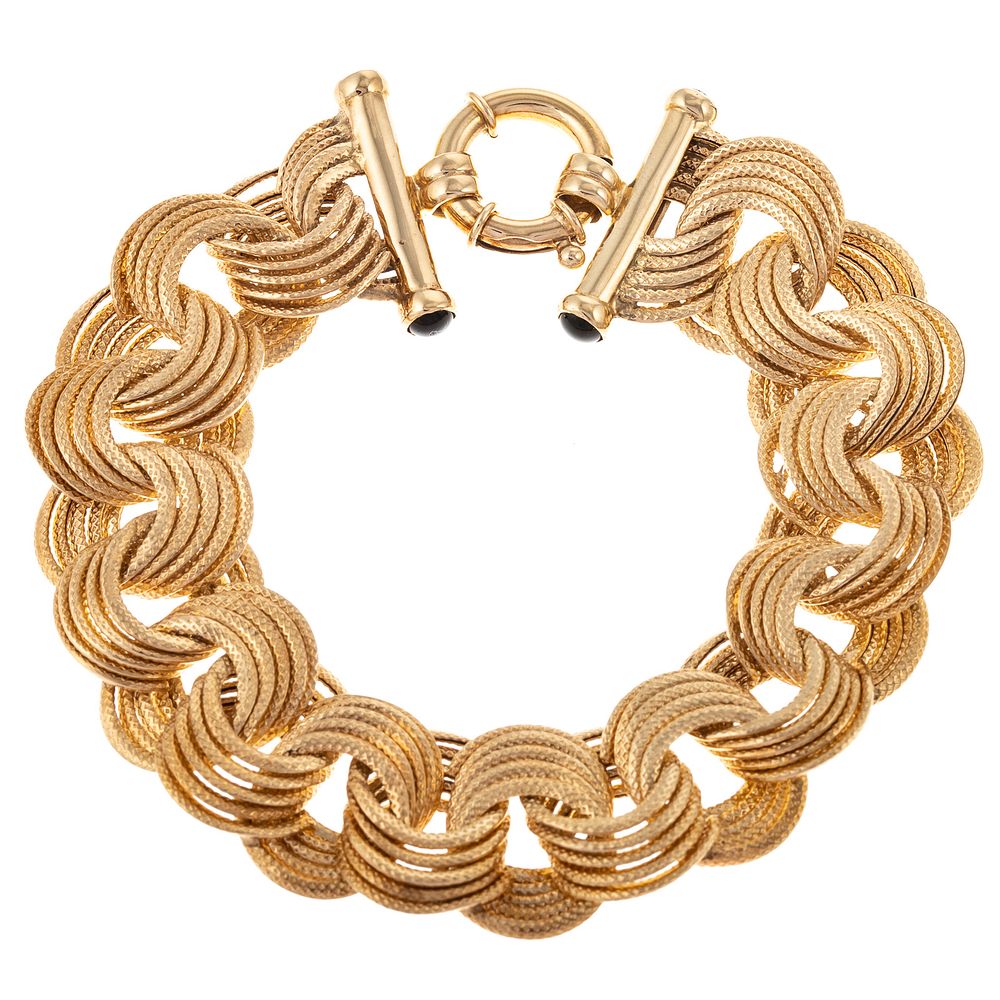 Appraisal: A Large Interlocking Link Bracelet in Gold K yellow gold