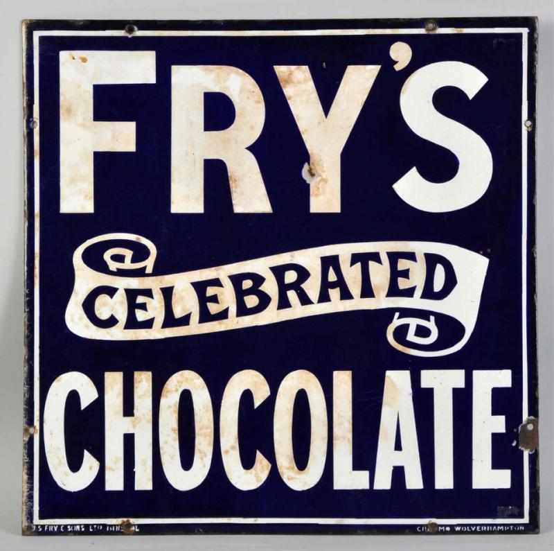 Appraisal: Heavy Porcelain British Fry's Chocolate Sign to A few surface