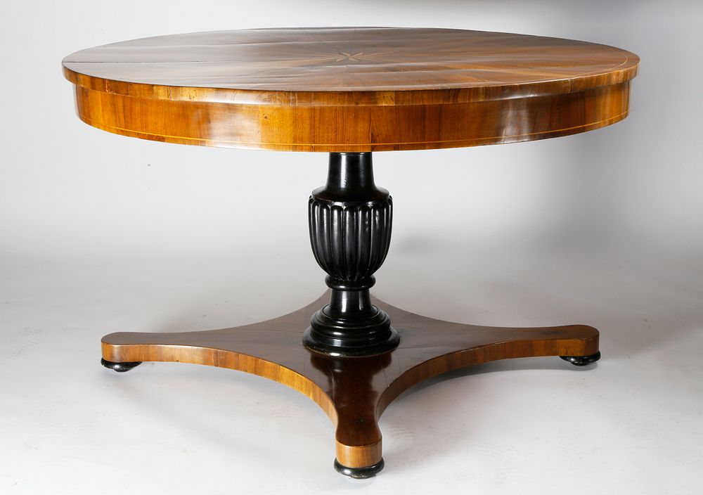 Appraisal: Regency Yew Wood and Ebonized Dining Table circa Regency Yew