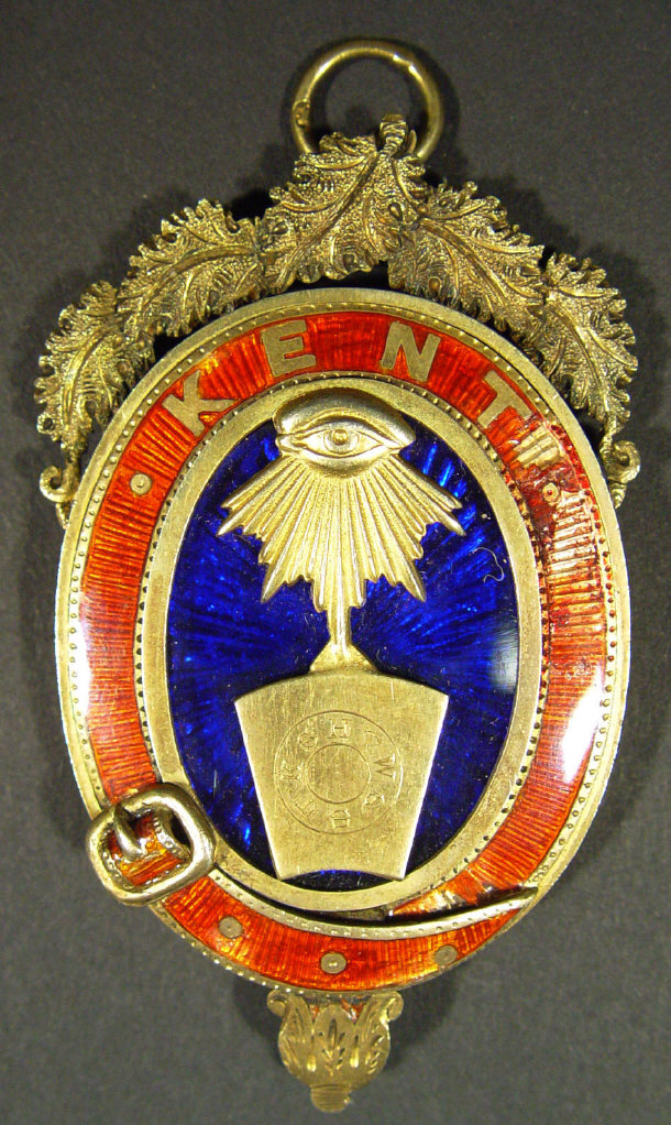 Appraisal: Victorian silver gilt and enamel Masonic pendant entitled Kent in