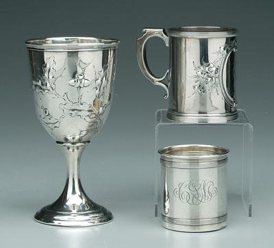 Appraisal: Silver cup mug goblet goblet with oak branch leaves and