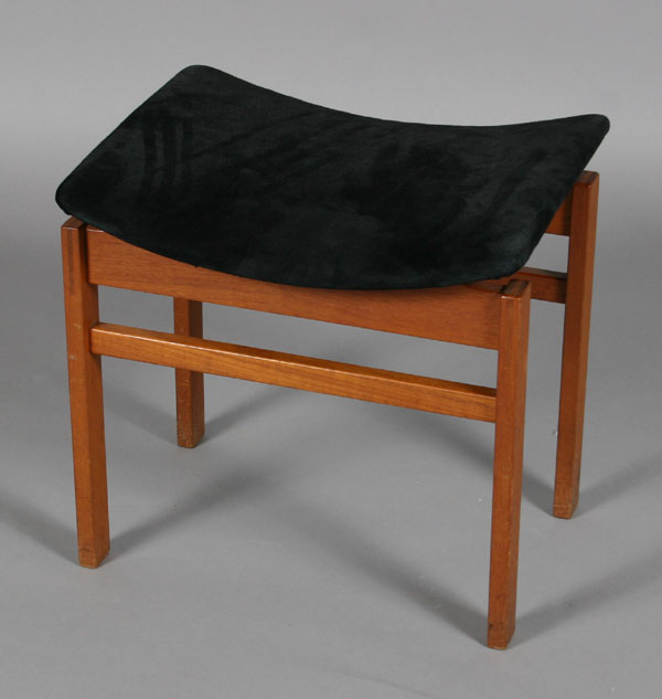 Appraisal: Danish modern foot stool teak frame angled seat Branded fd